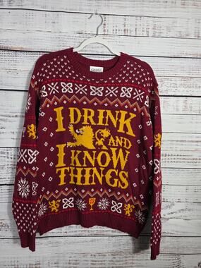 Game Of Thrones Ugly Christmas Sweater "I Drink and I Know Things" Large